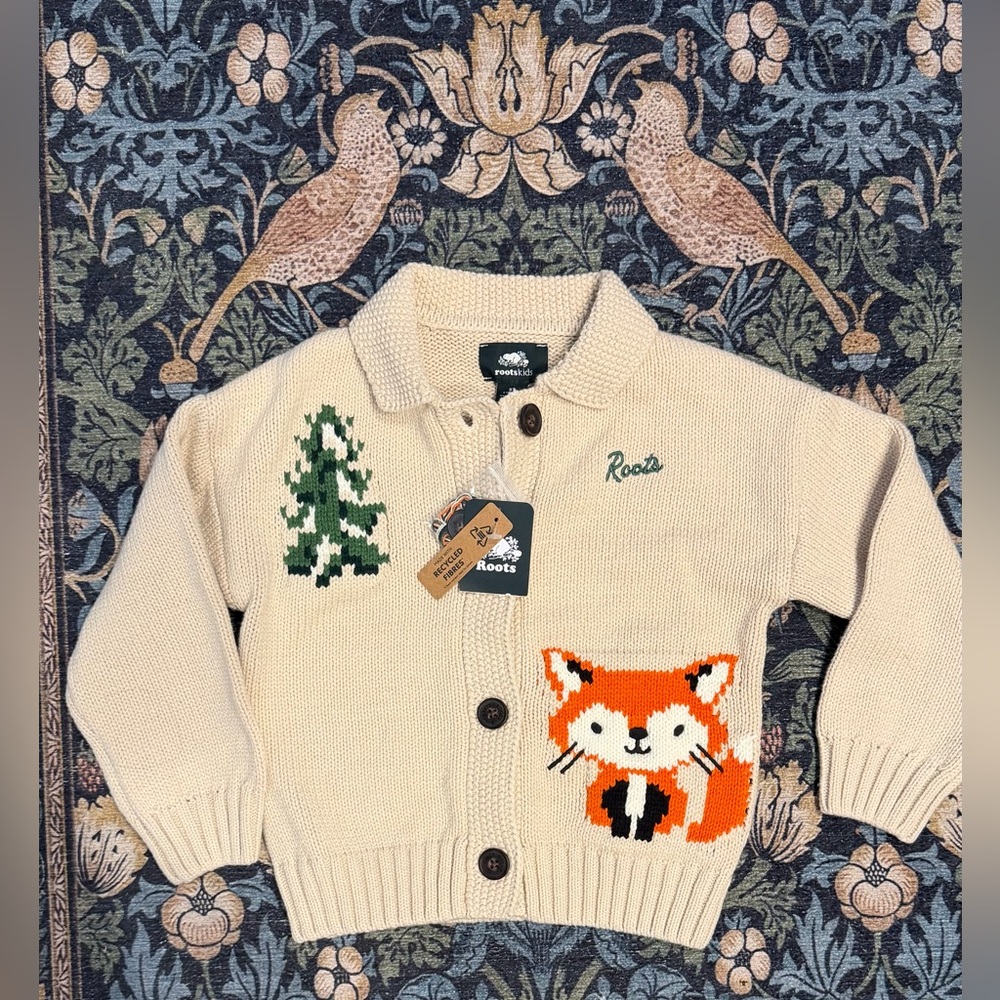 Roots Canada Toddler Snowy Fox Sweater Cardigan - Size 3T